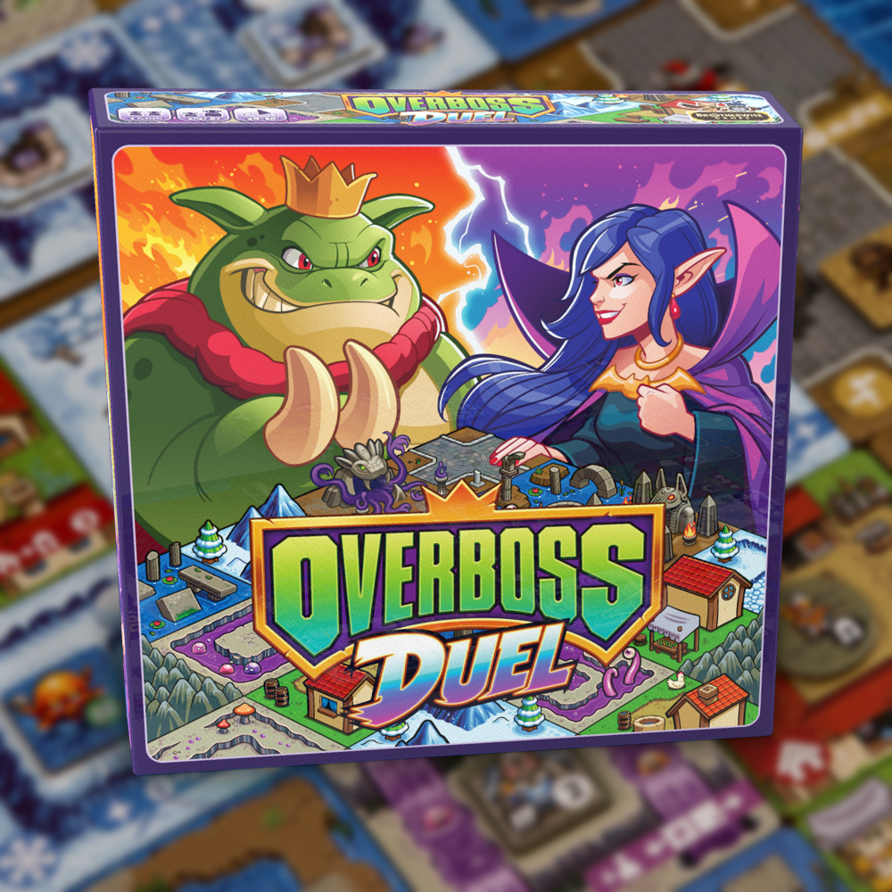 Overboss Duel box on a blurred background of terrain tiles